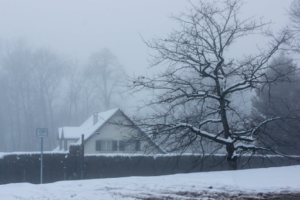 A house covered in snow